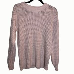 American Eagle Waffle Knit Pink Crewneck Sweater Oversized Size XXS